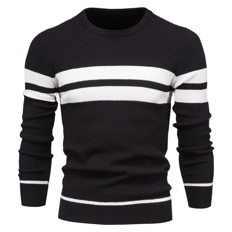 Pull en tricot homme col rond rayé moderne