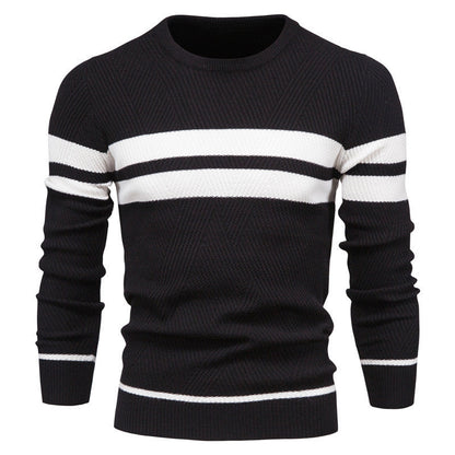 Pull en tricot homme col rond rayé moderne