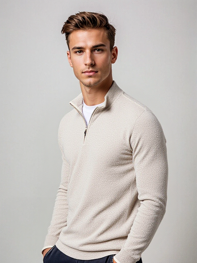 Herren Strickpullover Halbzipper Modern - IdealeKleiden