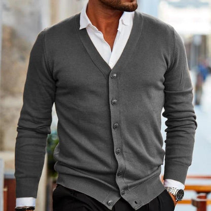 Cardigan homme manches longues col V boutons