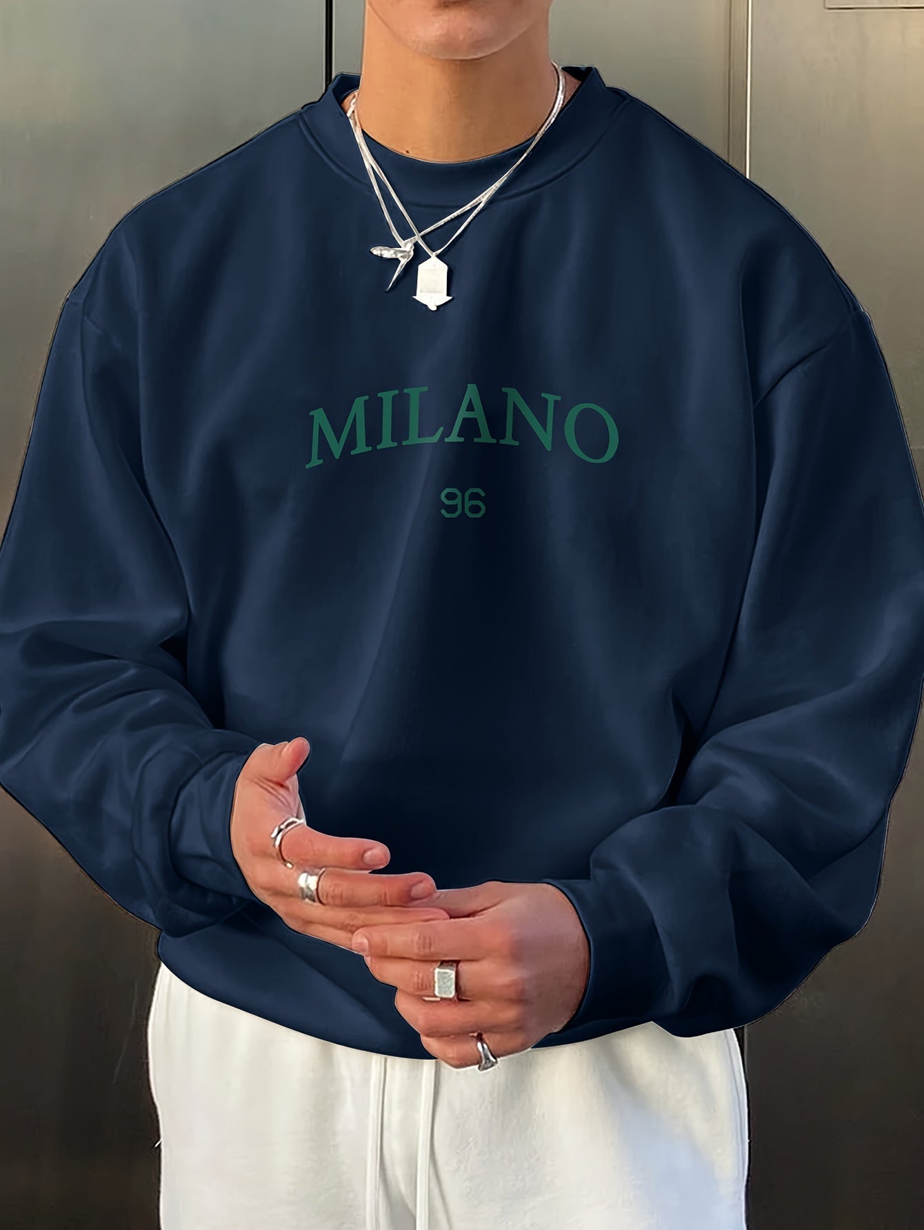 Grand sweatshirt homme à col rond avec imprimé