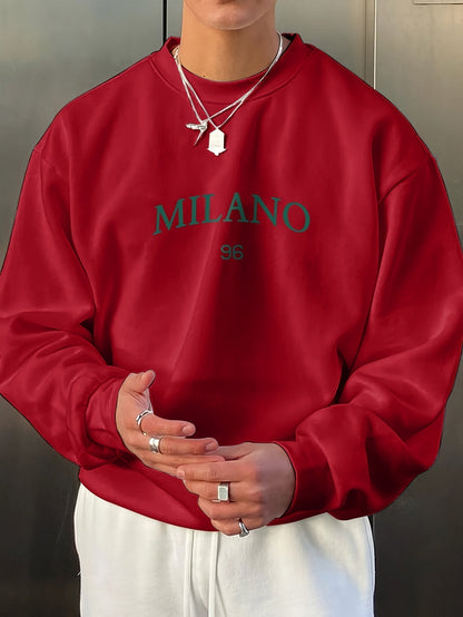 Grand sweatshirt homme à col rond avec imprimé