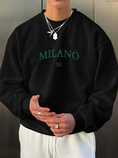 Grand sweatshirt homme à col rond avec imprimé