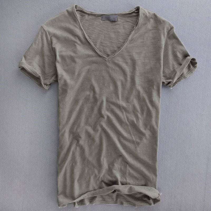 T-shirt homme col V léger en coton