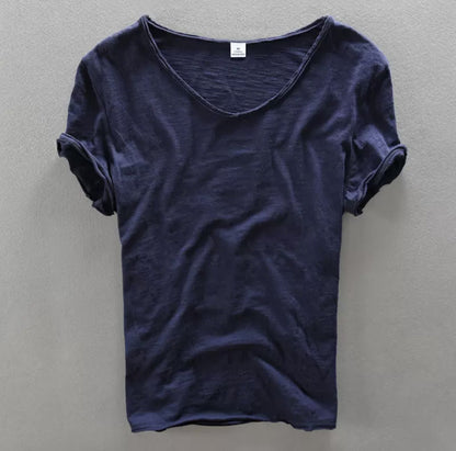 T-shirt homme col V léger en coton
