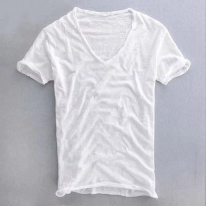 T-shirt homme col V léger en coton