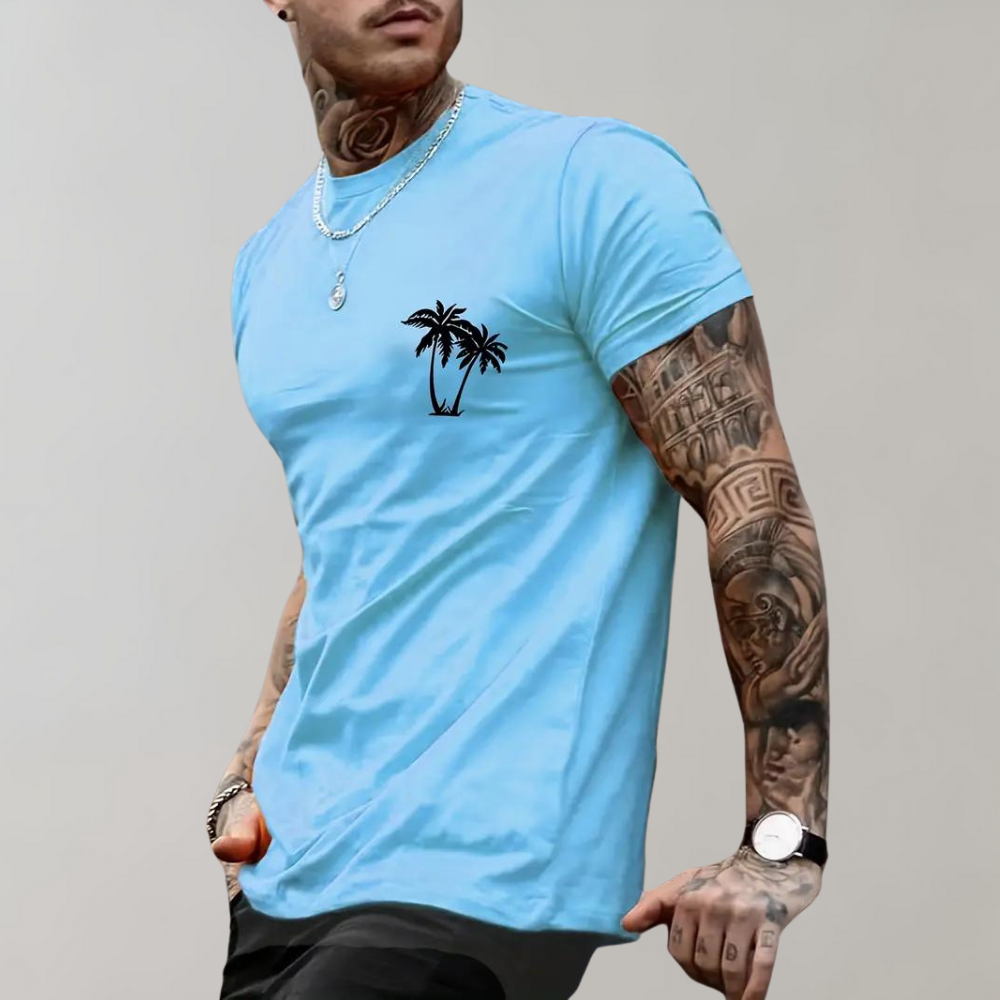 T-shirt d'été pour homme, manches courtes, motif palmier