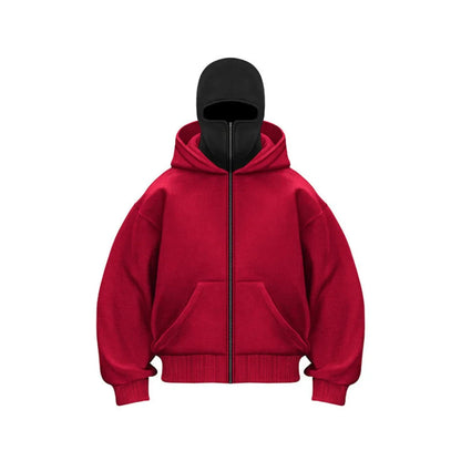 Veste d'hiver chaude avec masque facial et capuche