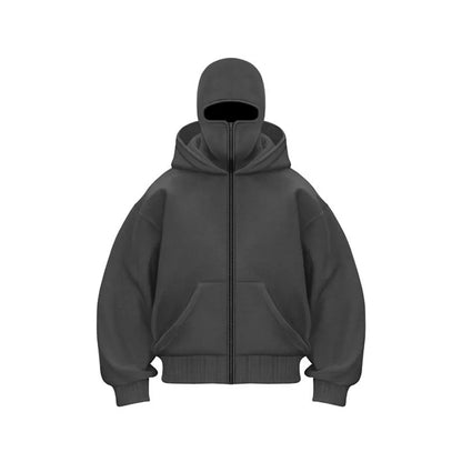 Veste d'hiver chaude avec masque facial et capuche