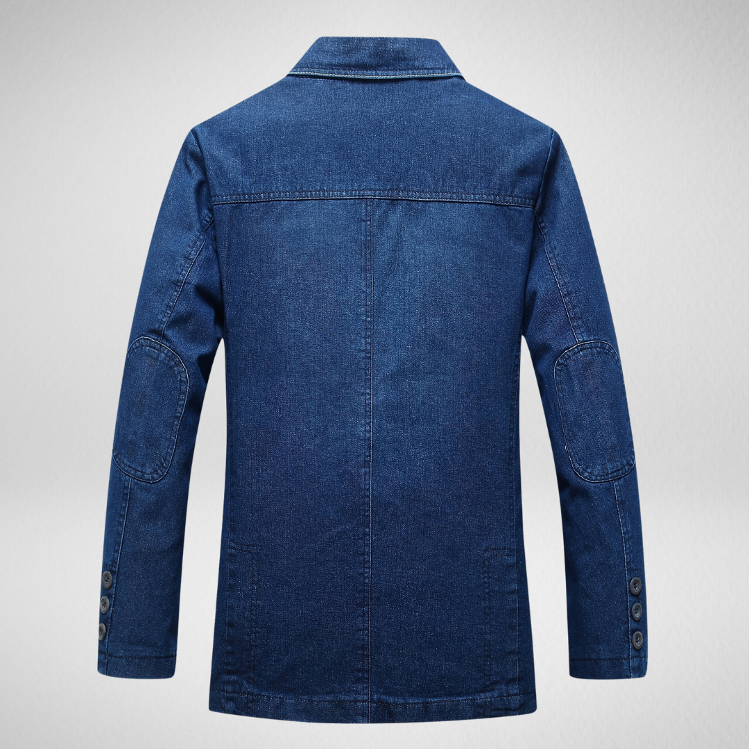 Modischer Denim-Blazer mit Knopfverschluss - IdealeKleiden