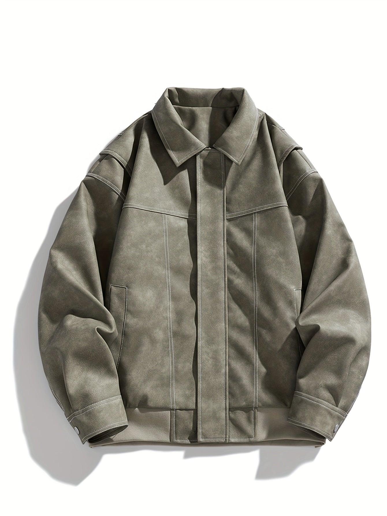 Manteau en cuir pour femme moderne avec fermeture éclair et poches