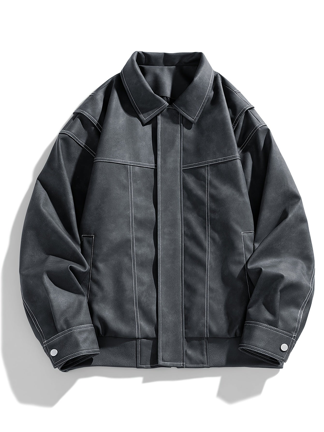 Manteau en cuir pour femme moderne avec fermeture éclair et poches