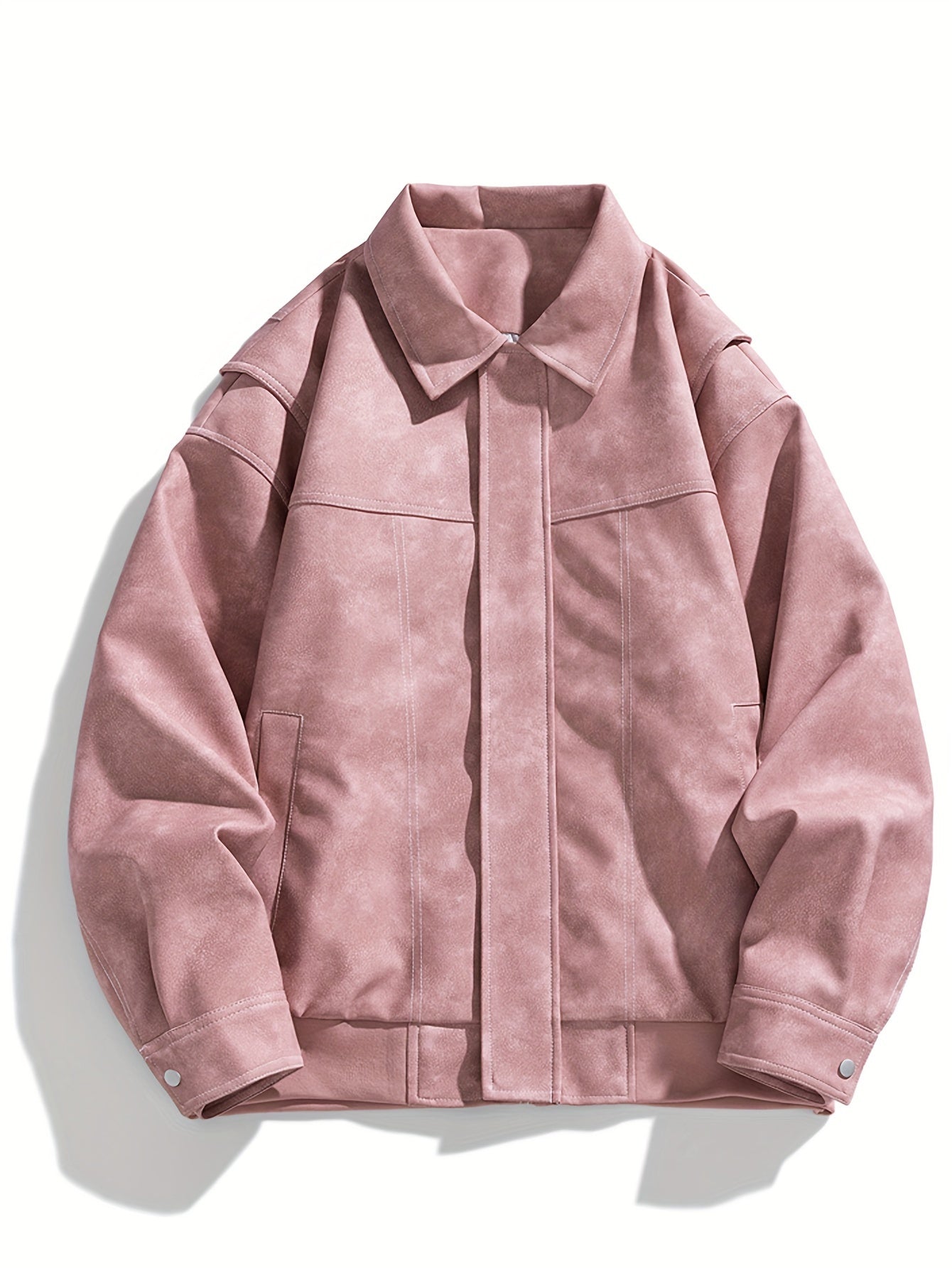 Manteau en cuir pour femme moderne avec fermeture éclair et poches