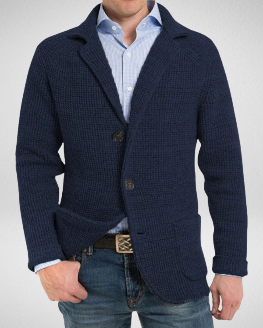Blazer en maille confortable pour hommes, pull décontracté