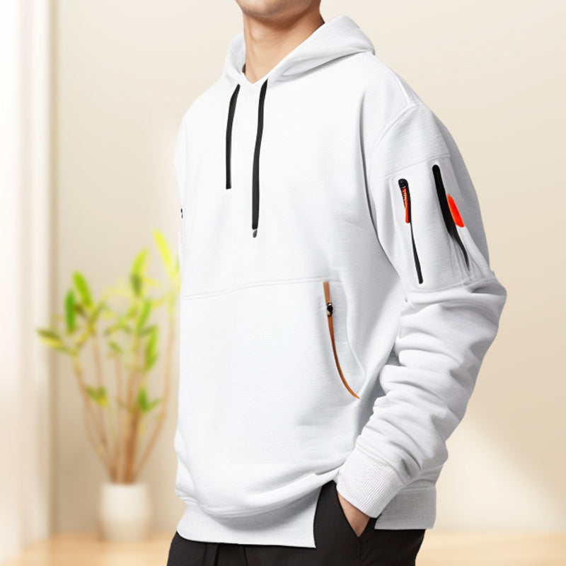 Stylischer Herren Hoodie Modern Halbzipper Design - IdealeKleiden