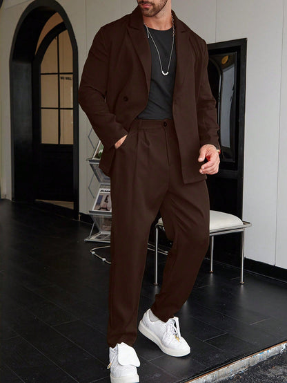 Ensemble costume deux pièces coupe décontractée pour homme