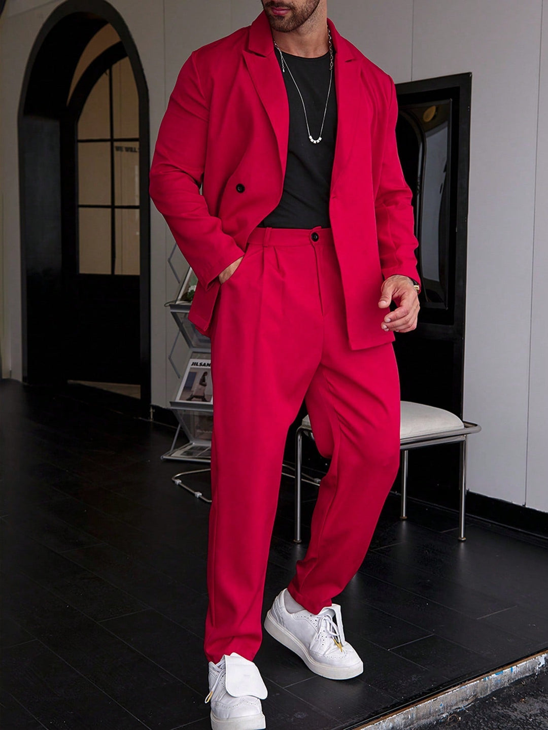 Ensemble costume deux pièces coupe décontractée pour homme