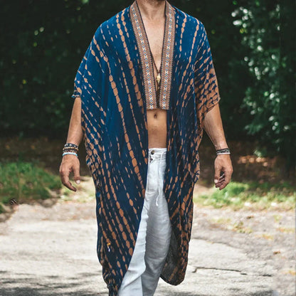 Chemise homme longue ouverte devant style bohème été