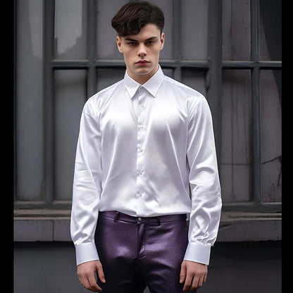 Chemise slim fit homme manches longues brillante