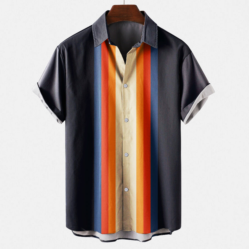Chemise homme rétro décontractée à manches courtes