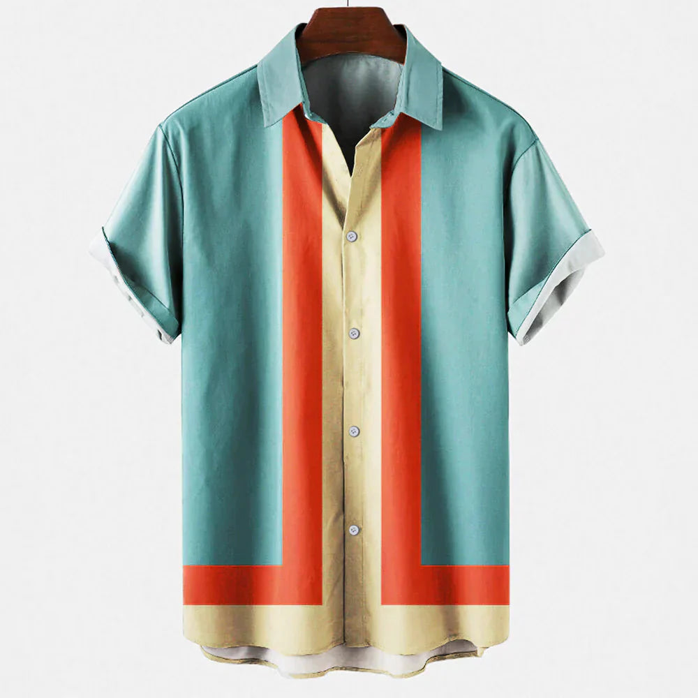 Chemise homme rétro décontractée à manches courtes