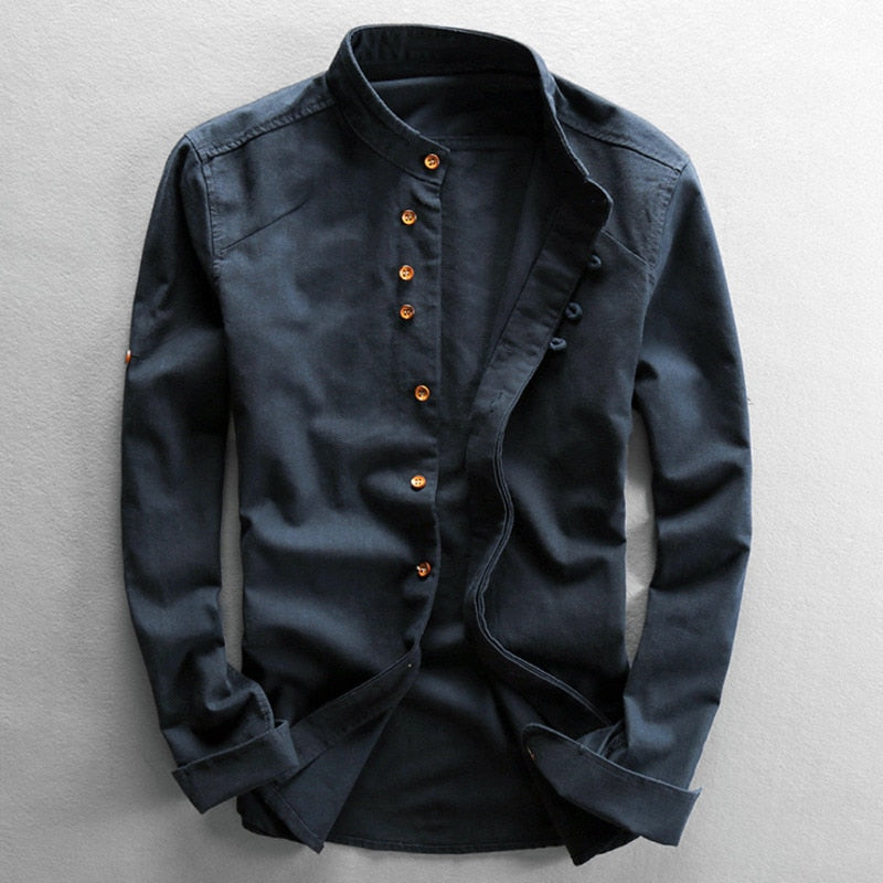 Chemise homme à manches longues confortable style japonais