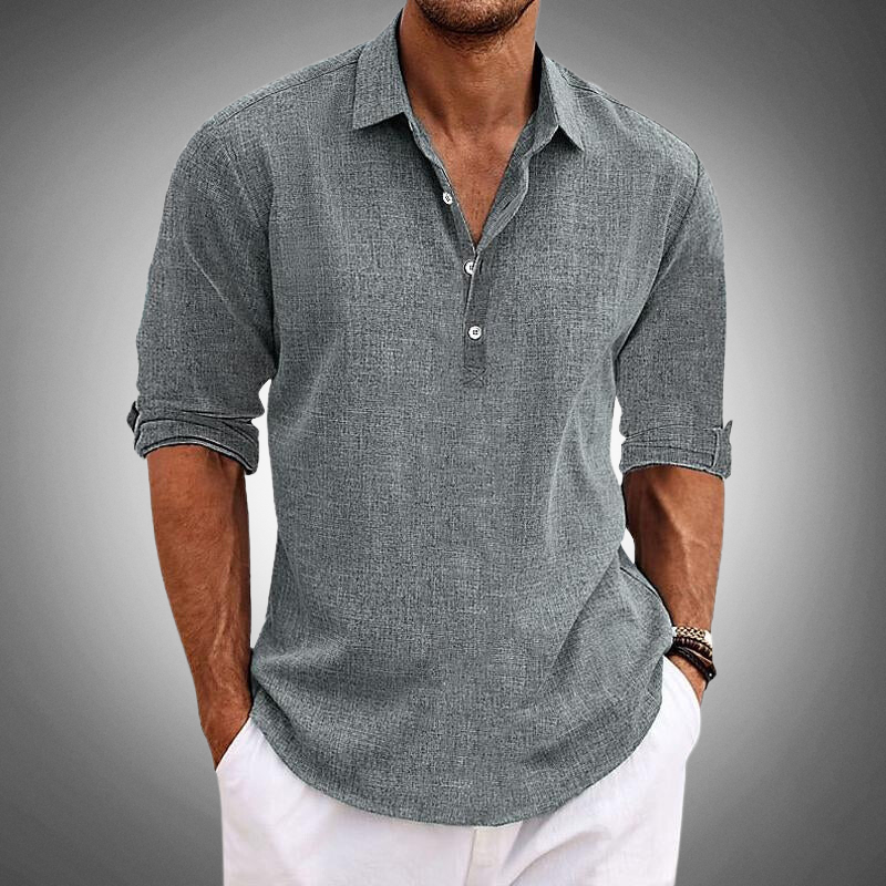 Polo à manches longues pour hommes, style décontracté