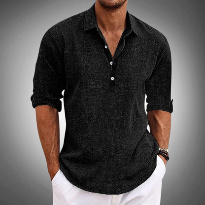 Polo à manches longues pour hommes, style décontracté