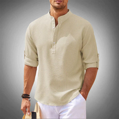 Polo pour homme léger à manches longues boutons