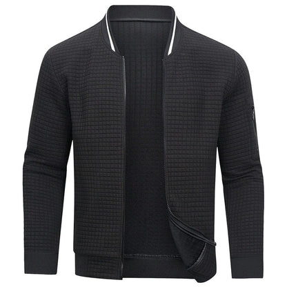 Veste homme zippée manches longues motif gaufré