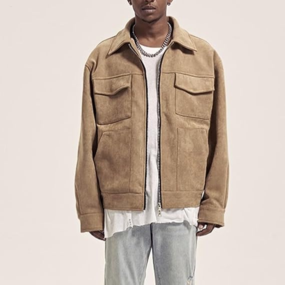 Veste cargo homme à fermeture éclair et poches automne