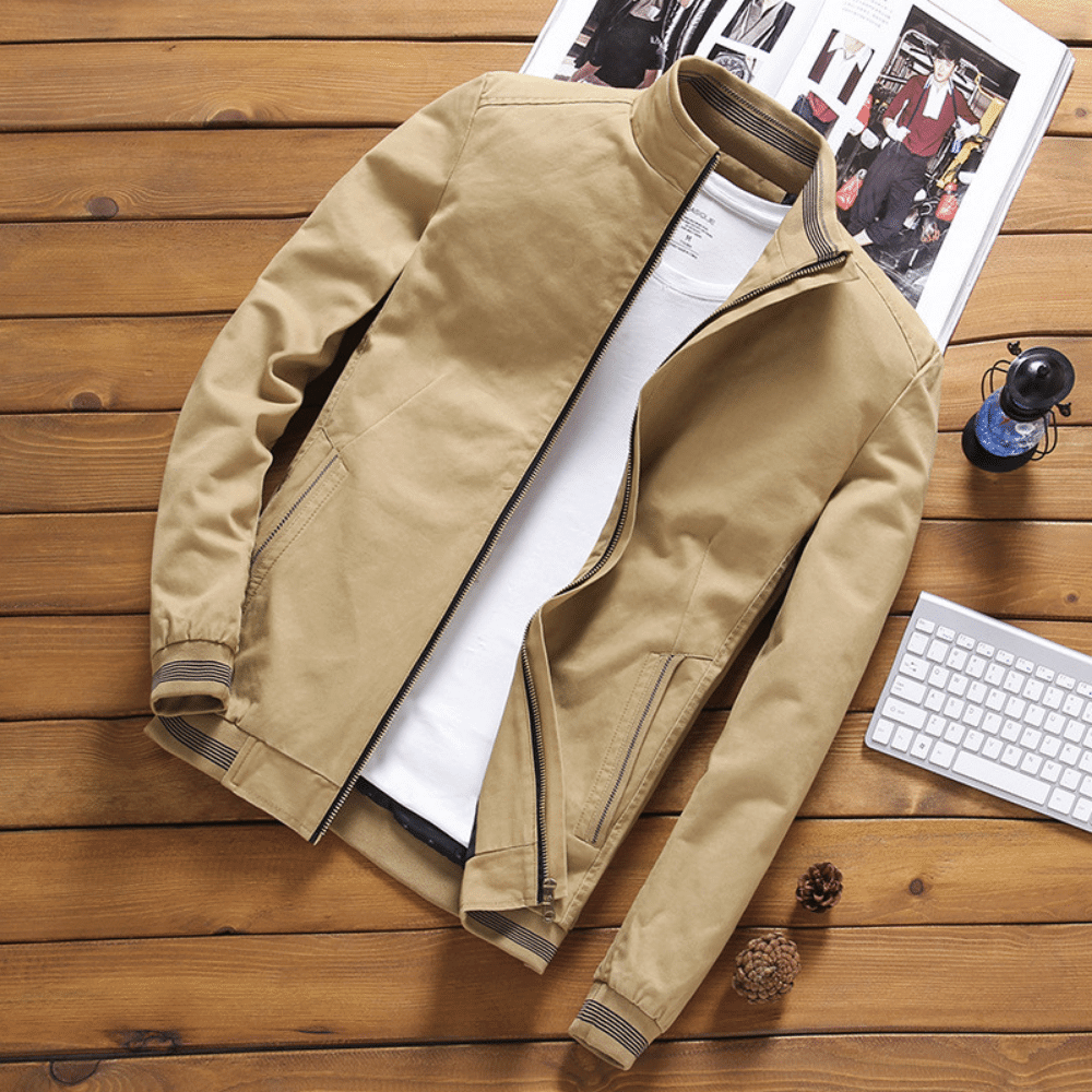 Veste d'été pour homme col montant style Harrington