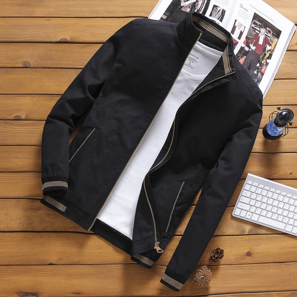 Veste d'été pour homme col montant style Harrington