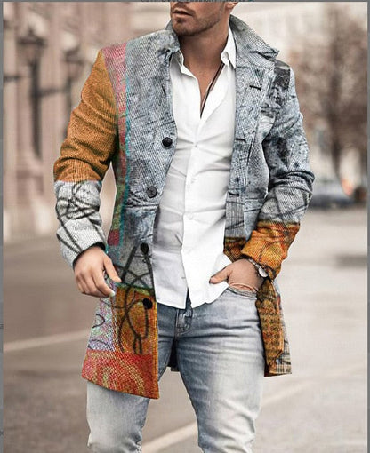 Manteau d'hiver homme simple boutonnage coupe-vent