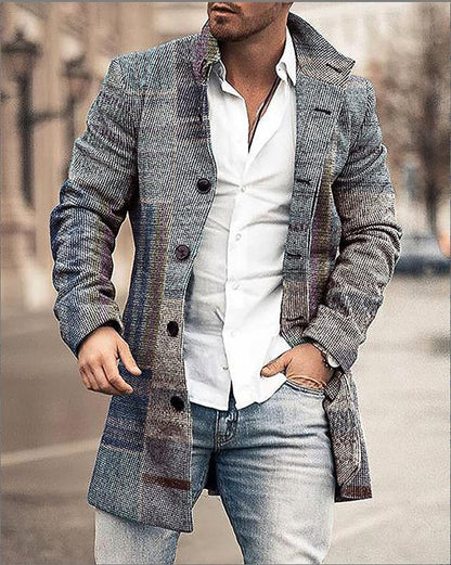 Manteau d'hiver homme simple boutonnage coupe-vent