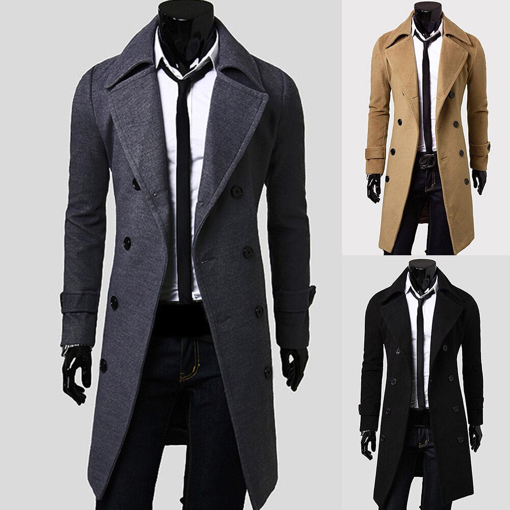 Herren Trenchcoat Zweireiher Klassisch - IdealeKleiden
