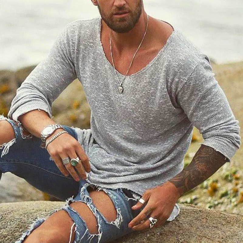 Pull ample à manches longues pour homme, idéal pour l'été