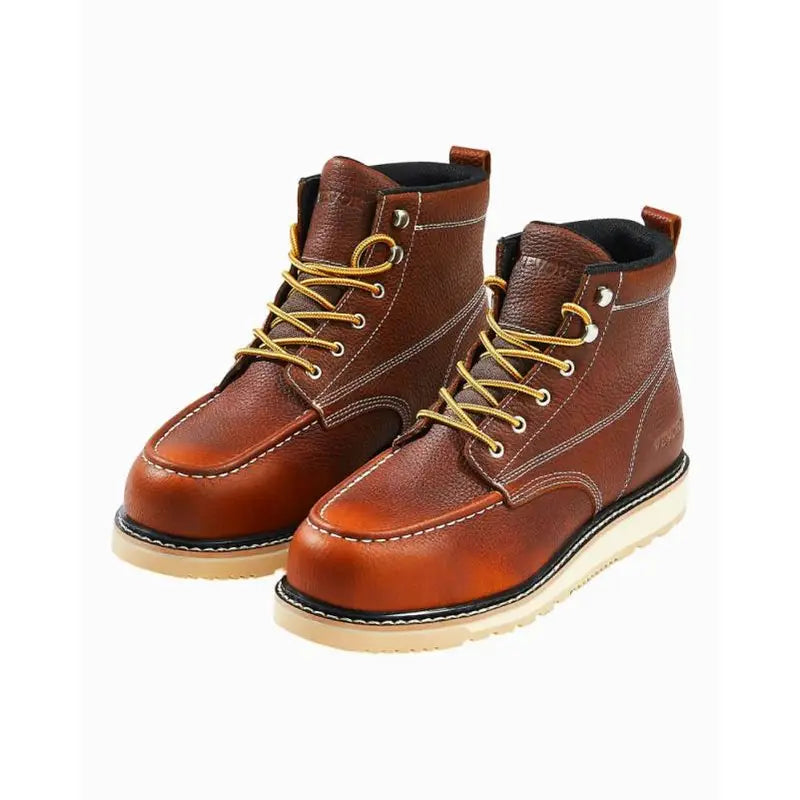 Herren Schnürstiefel Braun Lederoptik - IdealeKleiden
