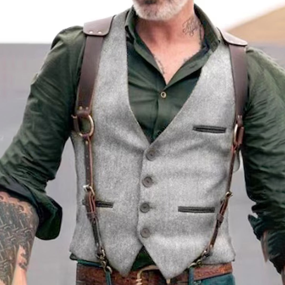 Gilet de Costume Homme Style Vintage Élégant