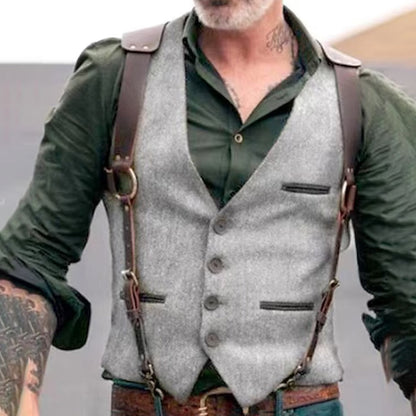 Gilet de Costume Homme Style Vintage Élégant