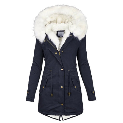 Manteau d'hiver long, parka à capuche, protection pour femmes