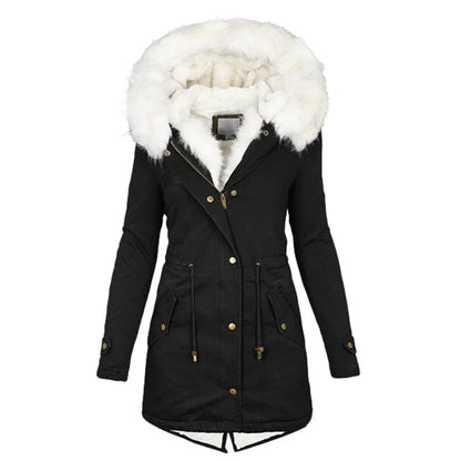 Manteau d'hiver long, parka à capuche, protection pour femmes
