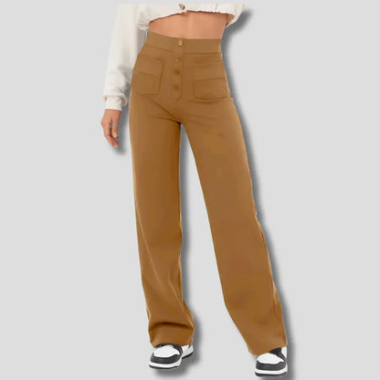 Pantalon Femme Taille Haute Jambe Droite