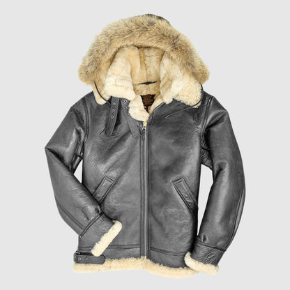 Blouson de pilote de luxe doublé de fourrure chaude