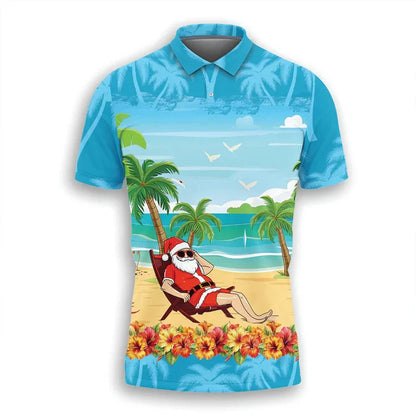 Polo de Noël homme - Polo stylé rouge festif