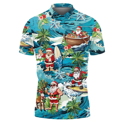 Polo de Noël homme - Polo stylé rouge festif