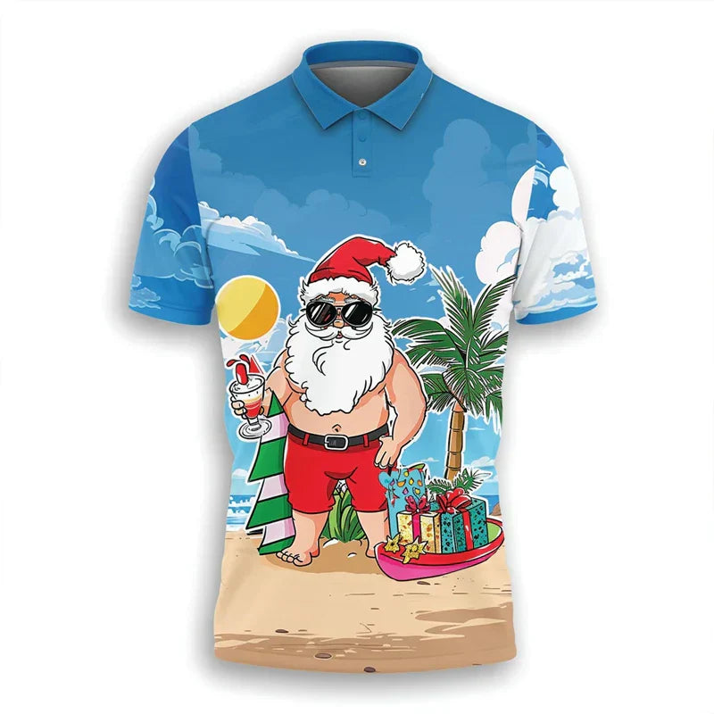 Polo de Noël homme - Polo stylé rouge festif