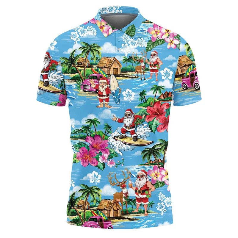 Polo de Noël homme - Polo stylé rouge festif
