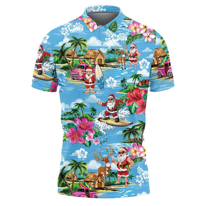 Polo de Noël homme - Polo stylé rouge festif