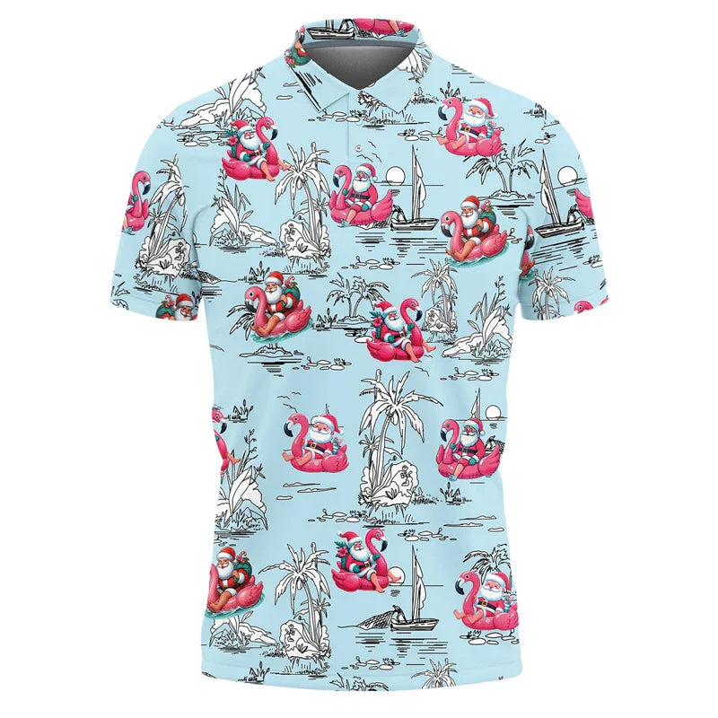 Polo de Noël homme - Polo stylé rouge festif